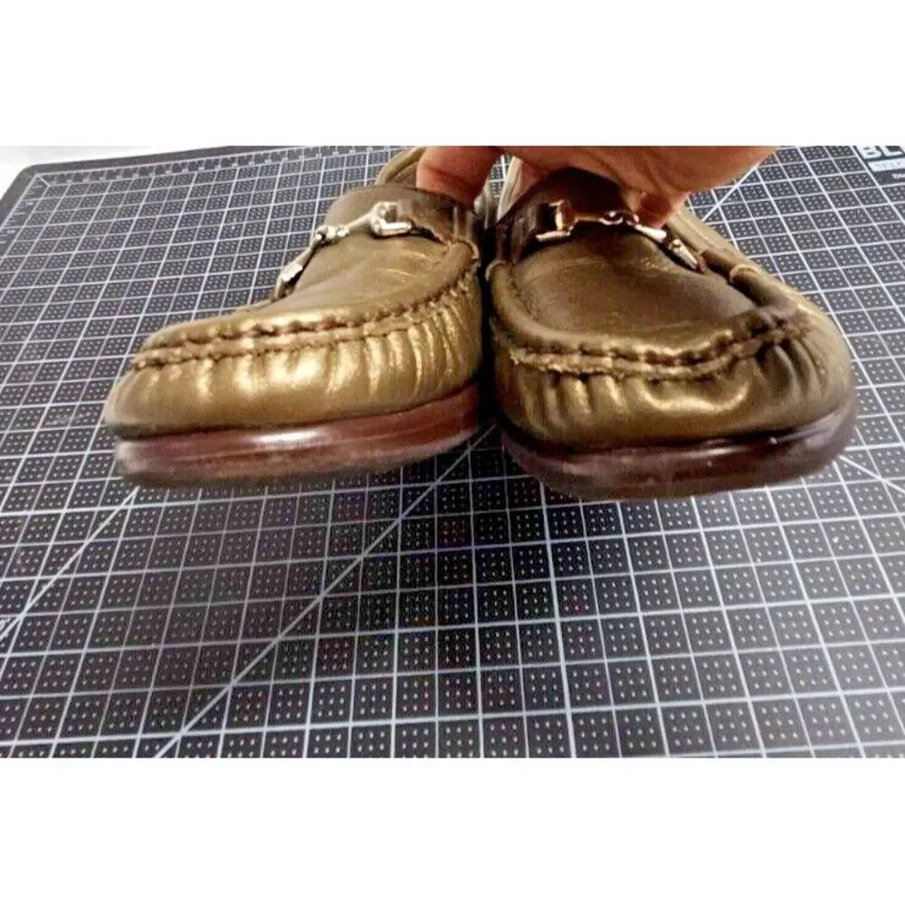 SAS Tripad cofort metro horsebit loafers shoes gold metallic Sz‎ 5.5 M